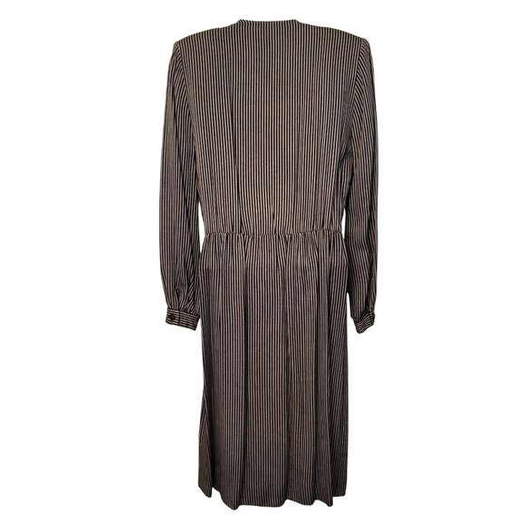 Albert Nipon Petites 4 Black White Striped Double Breasted Dress Rayon Vintage - Picture 5 of 8